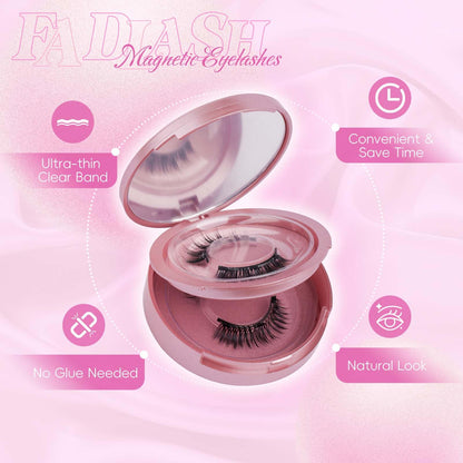 FADLASH Magnetic Eyelashes Natural Look 2 Pairs Fluffy False Eyelashes Reusable Magnetic Lashes Kit with Applicator No Glue Needed Easy to Wear and Remove (806+B7)