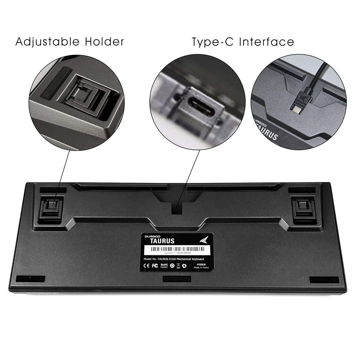 DURGOD Heavy Duty Mechanical Keyboard with Cherry MX Brown Switches N-Key Rollover 104 Keys(PBT Keycaps) Type C Interface for Gamer/Typists/Office/Home (Space Grey，ANSI/US)