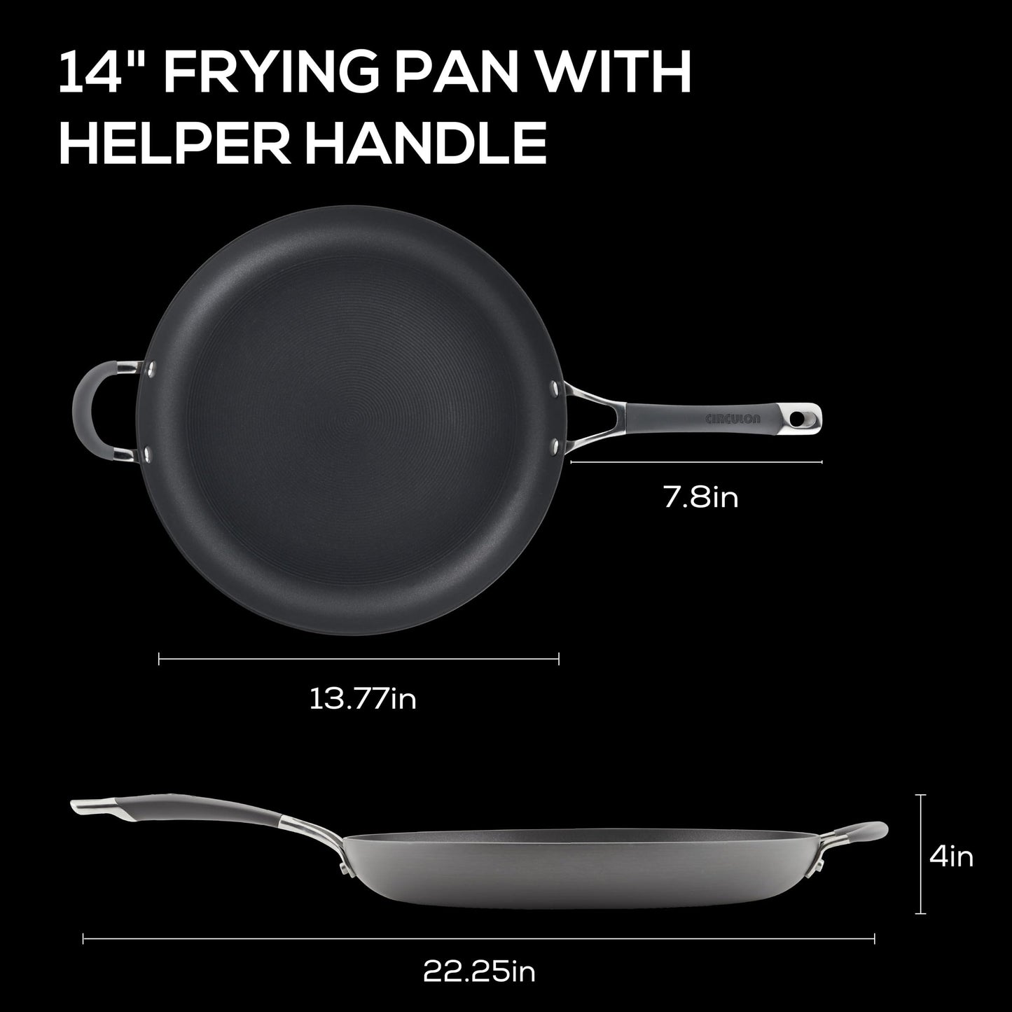 Circulon - 83906 Circulon Radiance Hard Anodized Nonstick Frying Pan / Fry Pan / Hard Anodized Skillet with Helper Handle - 14 Inch, Gray