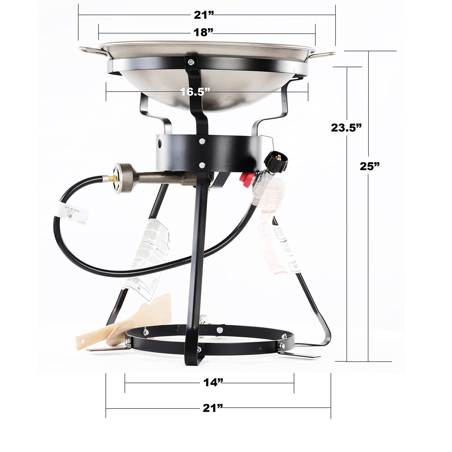 King Kooker 24WC Heavy-Duty 24" Portable Propane Outdoor Cooker with 18" Steel Wok, Black