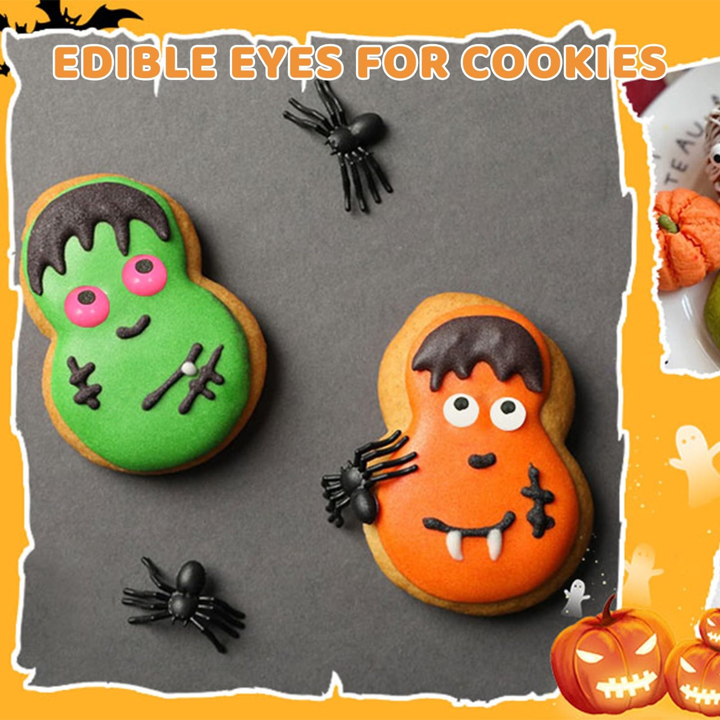 Edible Eyes, Colours Candy Small Eyes, Candy Eyeballs, Eyeball Sprinkles Cupcake Toppers, Baking, Ice Cream，Biscuits, Halloween Christmas Party Supplies 3 Oz.