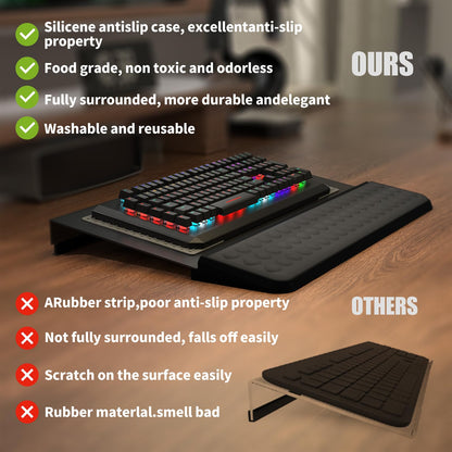 Computer Tilt Keyboard Stand - Acrylic Ergonomic Keyboard Holder for Easy Typing Working, Keyboard Riser with Comfortable Wrist Rest for Keyboard, Office, Home - Fits All Keyboard Sizes