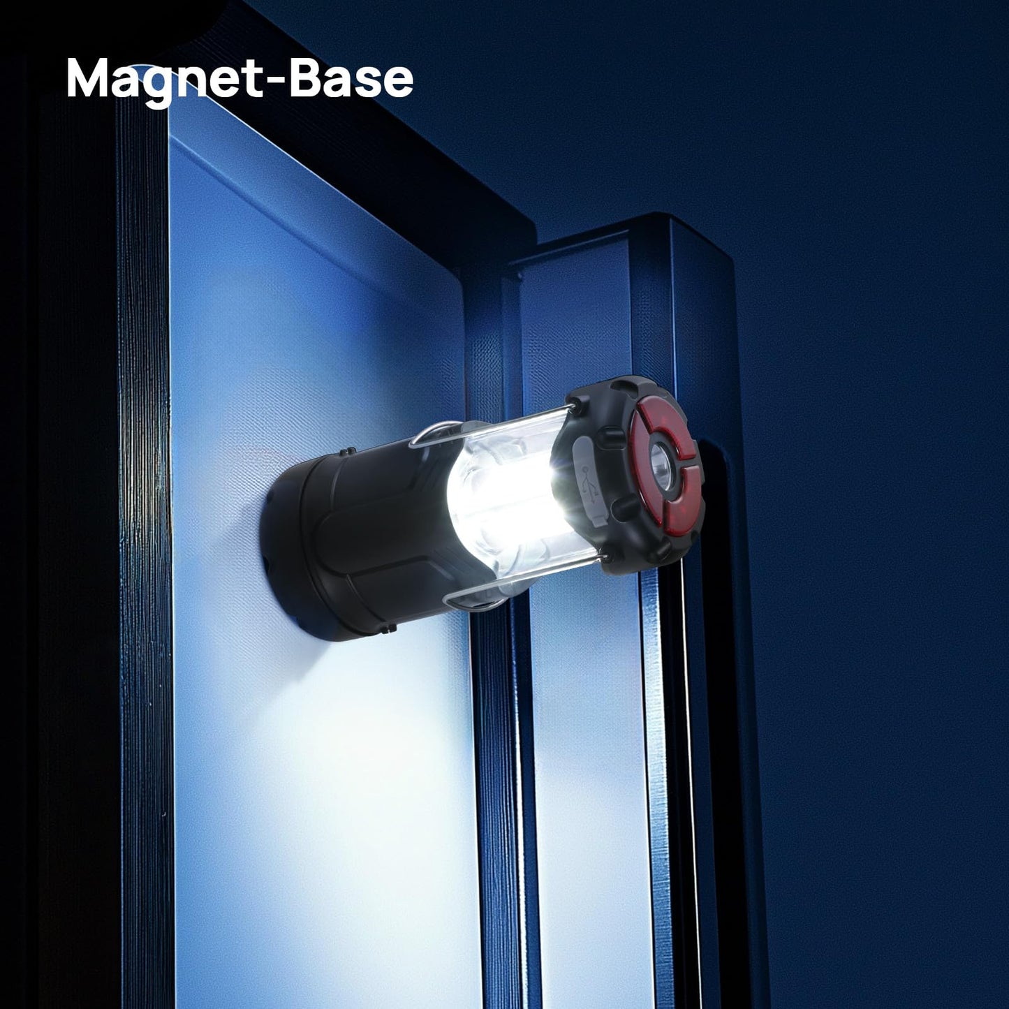 2 Pack Collapsible LED Camping Lantern, Consciot USB C Rechargeable and Battery Powered 2-in-1 Emergency Light with Flashlight and Magnetic Base, Power Outages Hurricane Supplies Survival Kits,Black