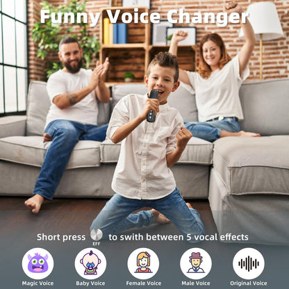 Karaoke Machine for Kids Adults - Portable Bluetooth Speaker with 2 Wireless Microphones, Singing Machine for Home Party, Birthday Gifts for Girls Boys Ages 4, 5, 6, 7, 8, 9, 10, 11, 12+ Years Old