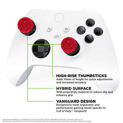 KontrolFreek Call of Duty: Vanguard Performance Thumbsticks for Xbox One and Xbox Series X | 2 High-Rise, Hybrid| Red/Black