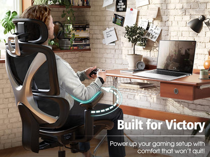 GABRYLLY Ergonomic Office Chair, Big and Tall Mesh Chair with Lumbar Support, 3D armrest - 215° Rotation, Adjustable Headrest & Soft Seat, Durable Computer Chair 350LBS for Work Gaming