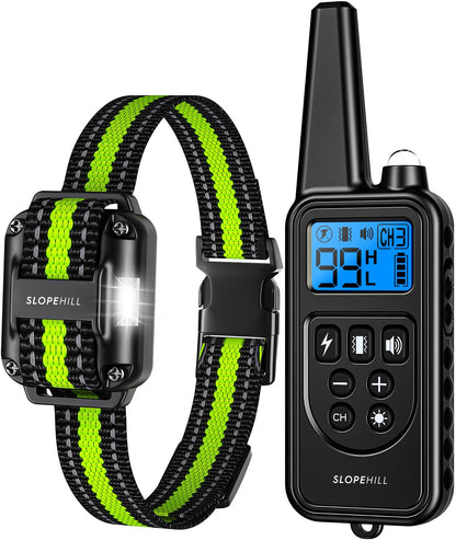 Dog Training Collar with 7 Training Modes, 2600Ft Remote Electronic Dog Shock Collar, Electric Shock Collar for Small Medium Large Dogs (Green)