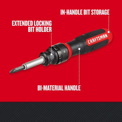 CRAFTSMAN Ratcheting Screwdriver, SpeedDrive, 2” Double Ended Bits Included, Handle Holds Up To 6 Bits (CMHT68129)