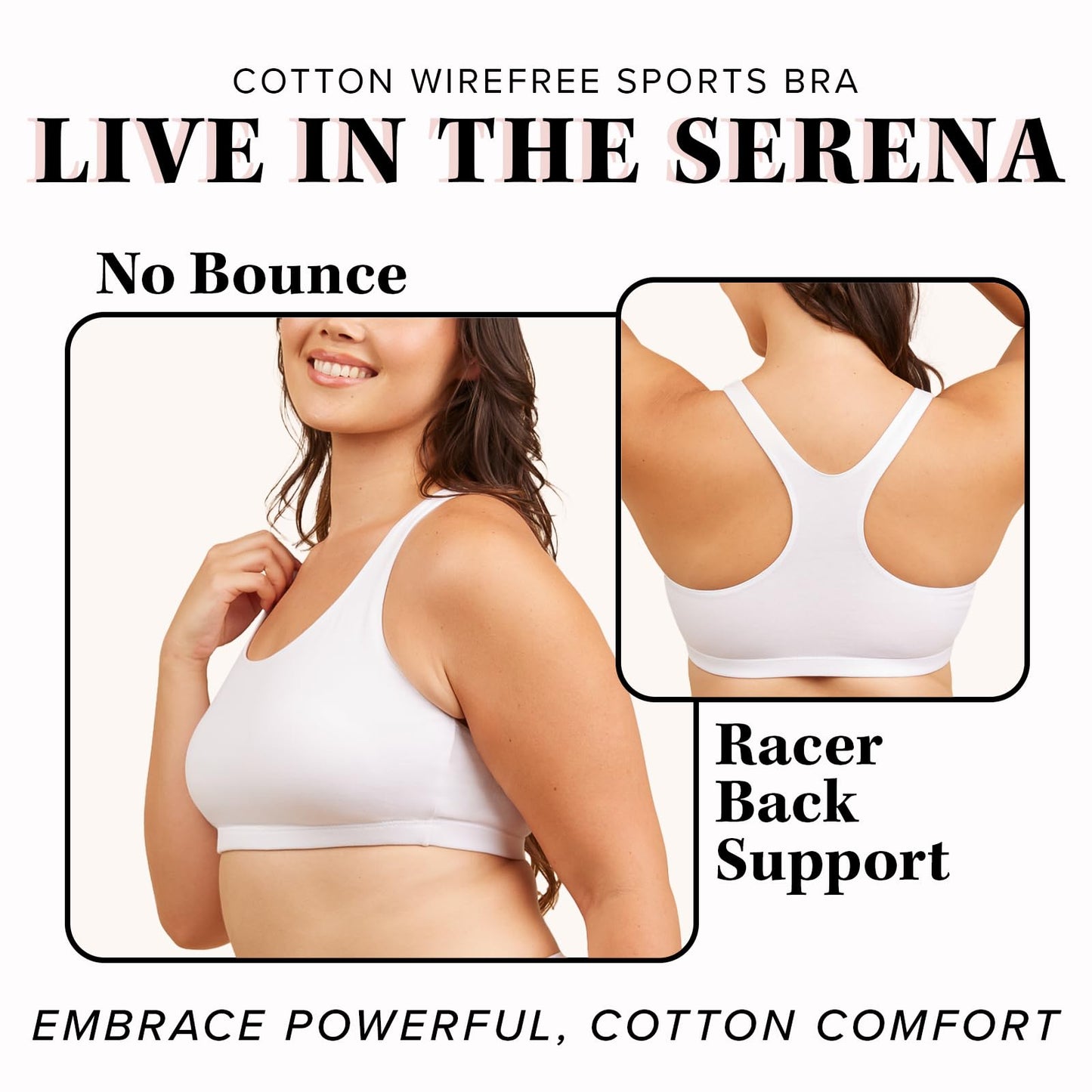 Leading Lady Sports Bra for Women - The Serena Wirefree Sports Bra - White
