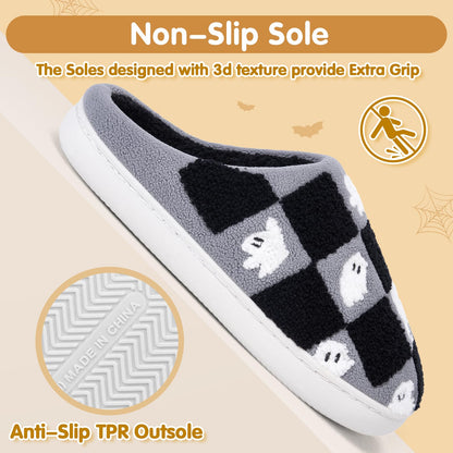 Halloween Slippers for Women Men, Halloween Pumpkin Slippers, Soft Plush Spooky Slipper, Cute Cartoon Cozy House Slipper, Fuzzy Winter Holiday Shoes, Halloweens Christmas Gifts