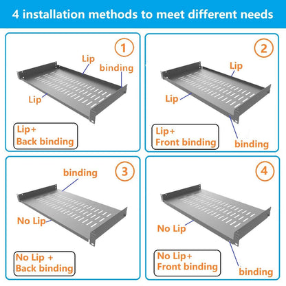 Jingchengmei 1U Disassembled Vented Cantilever Server Rack Mount Shelf 10"(254mm) Depth for 19-Inch Network/AV Equipment Rack and Cabinet(1U10V)