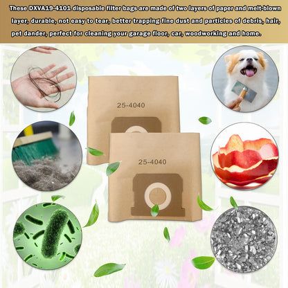 6pack DXVA25-4040 Shop Vac Bags 4 Gallon for DEWALT DXV04T Wet/Dry Vacuum