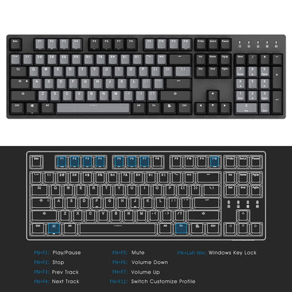 DURGOD Heavy Duty Mechanical Keyboard with Cherry MX Brown Switches N-Key Rollover 104 Keys(PBT Keycaps) Type C Interface for Gamer/Typists/Office/Home (Space Grey，ANSI/US)