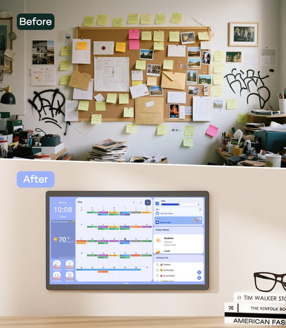 Cozyla 24 Inch Digital Calendar Wall Touch Screen Chore Chart To Do List Notepad Electronic Smart Calendar Digital for Family Meal Planner Support All App Via App Store Android Tablet Wall Mount Black
