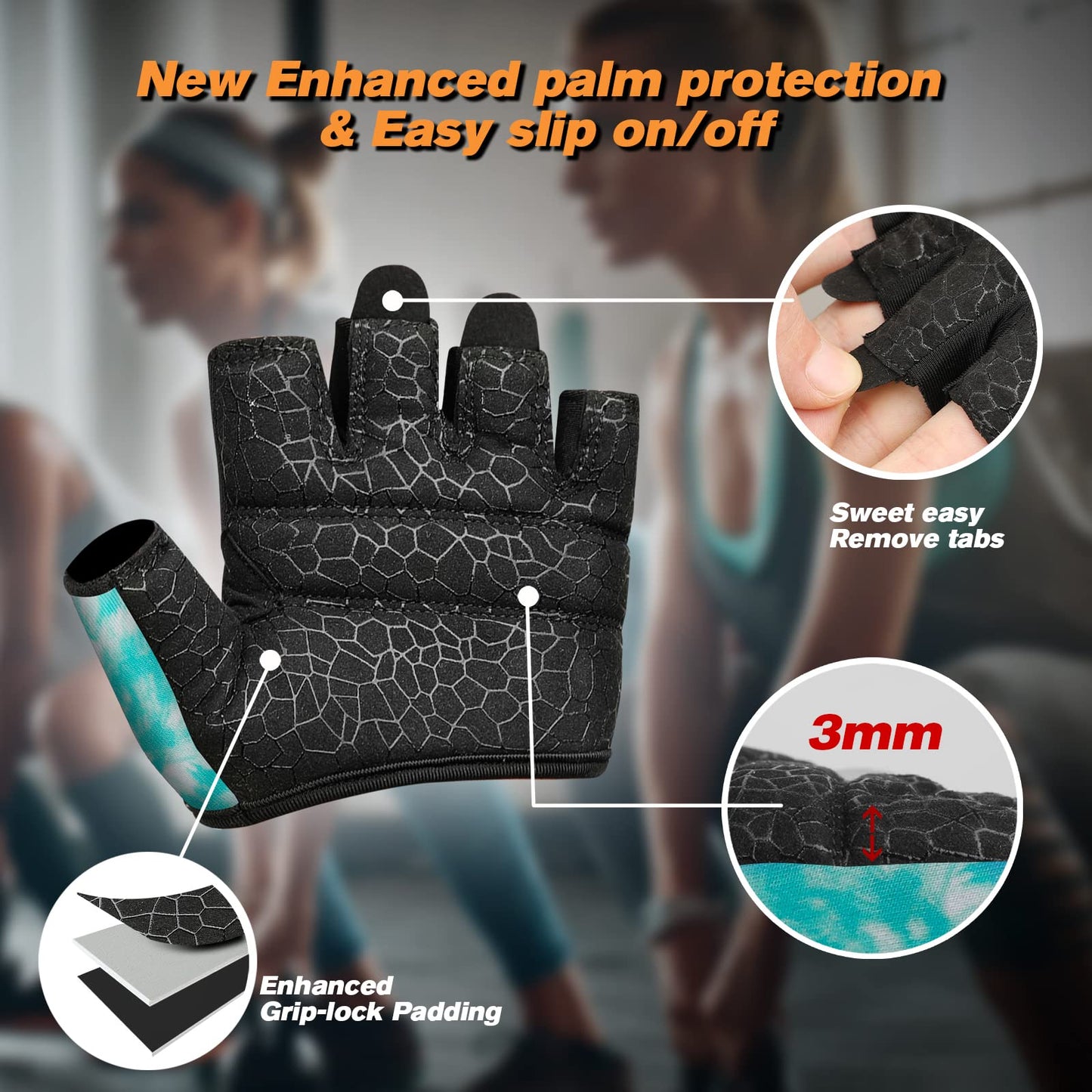 Minimal Weight Lifting Gloves,Short Micro Workout Gloves Grip Pads with Full Palm Protection & Extra Grip for Men Women Weightlifting,Gym,Exercise Training