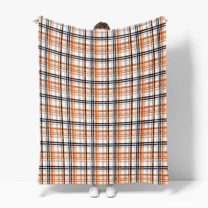 Horaldaily Halloween Flannel Blanket Throw, Orange Buffalo Plaid Soft Fuzzy Plush Cozy Fleece Blankets for Couch Sofa Bed Lounging, Ideal Gifts for Kids Adults Wife Self, 50x60