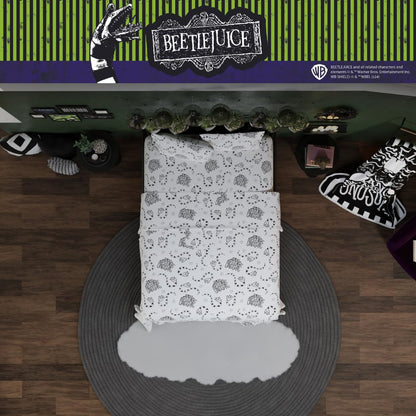 Franco Collectibles Beetlejuice Halloween Bedding Super Soft Microfiber Queen Sheet Set, College Dorm Essentials, (Officially Licensed Product)