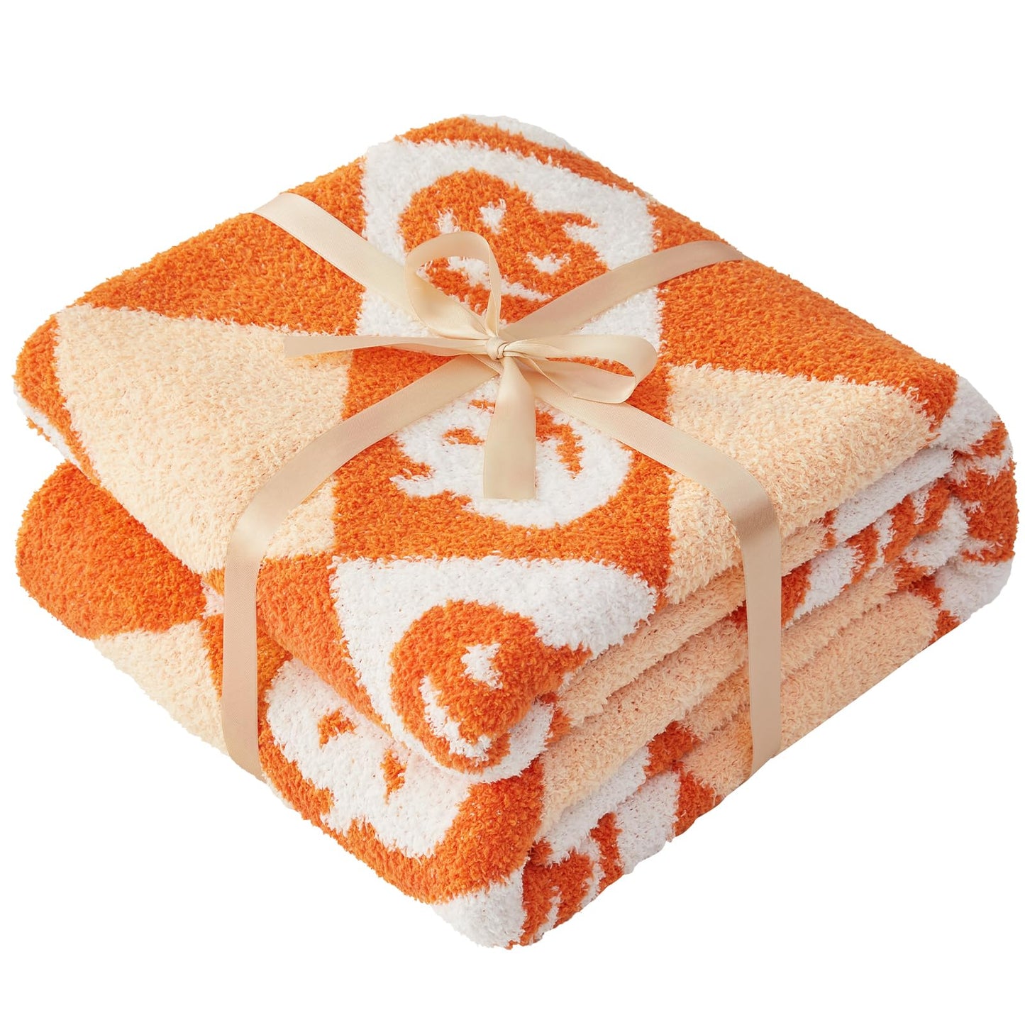 CYMULA Halloween Knit Throw Blanket - Pumpkin Blanket for Couch, Soft Cozy Lightweight Fluffy Blanket for Fall Decor, 50"x60"