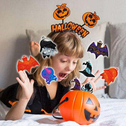 Halloween Mini Push Pop Bubble Fidget Toy, Keychain Bubble Pop Desk Toy, Fidget Keychain Relieve Anxiety Stress Pop Fidget Toy (60pcs)