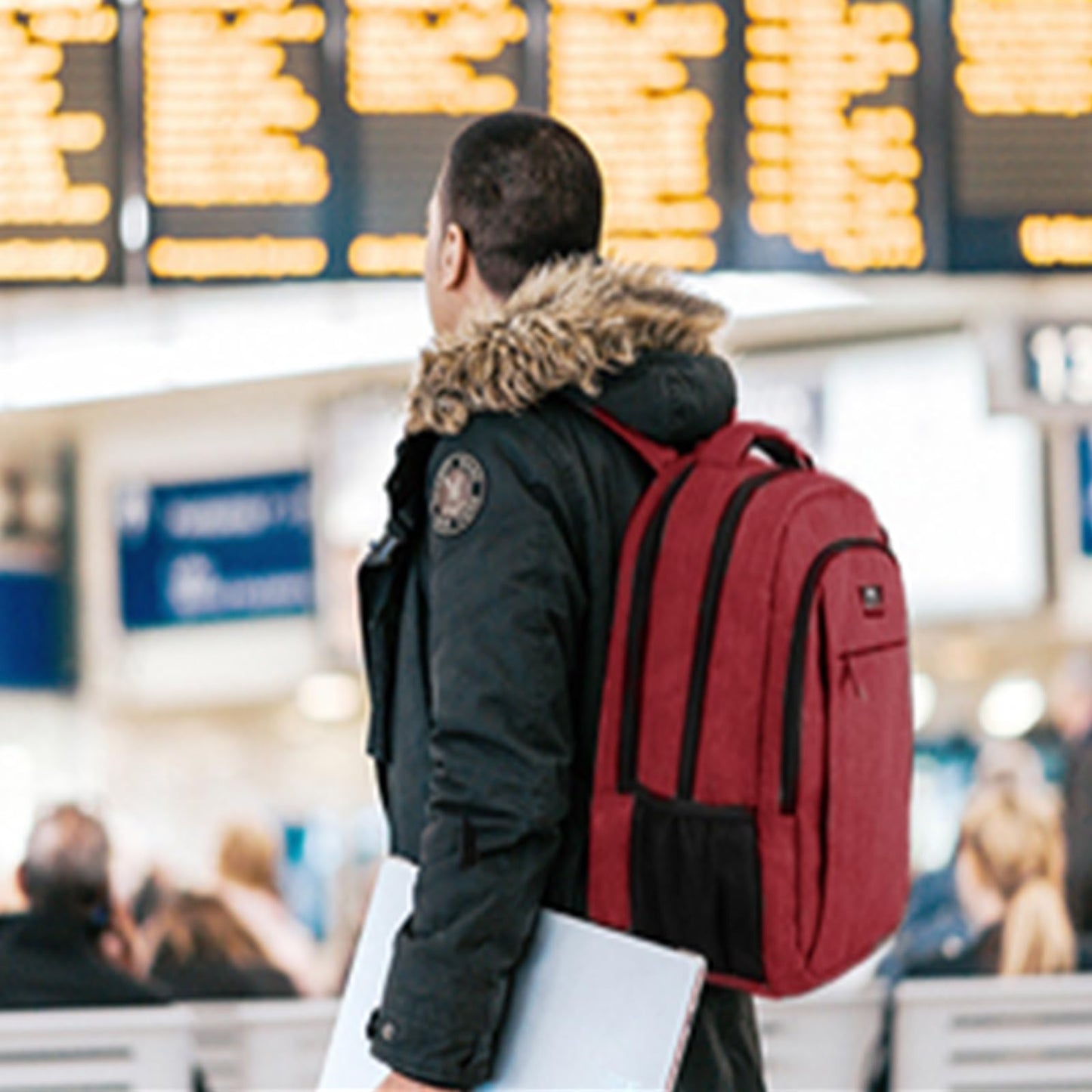 MATEIN 17 Inch Laptop Backpack for Women, Extra Large TSA Friendly Backpack with USB Charging Port, Anti Theft Carry On Flight Approved Business Work Travel College Computer Backpack Bag,Red