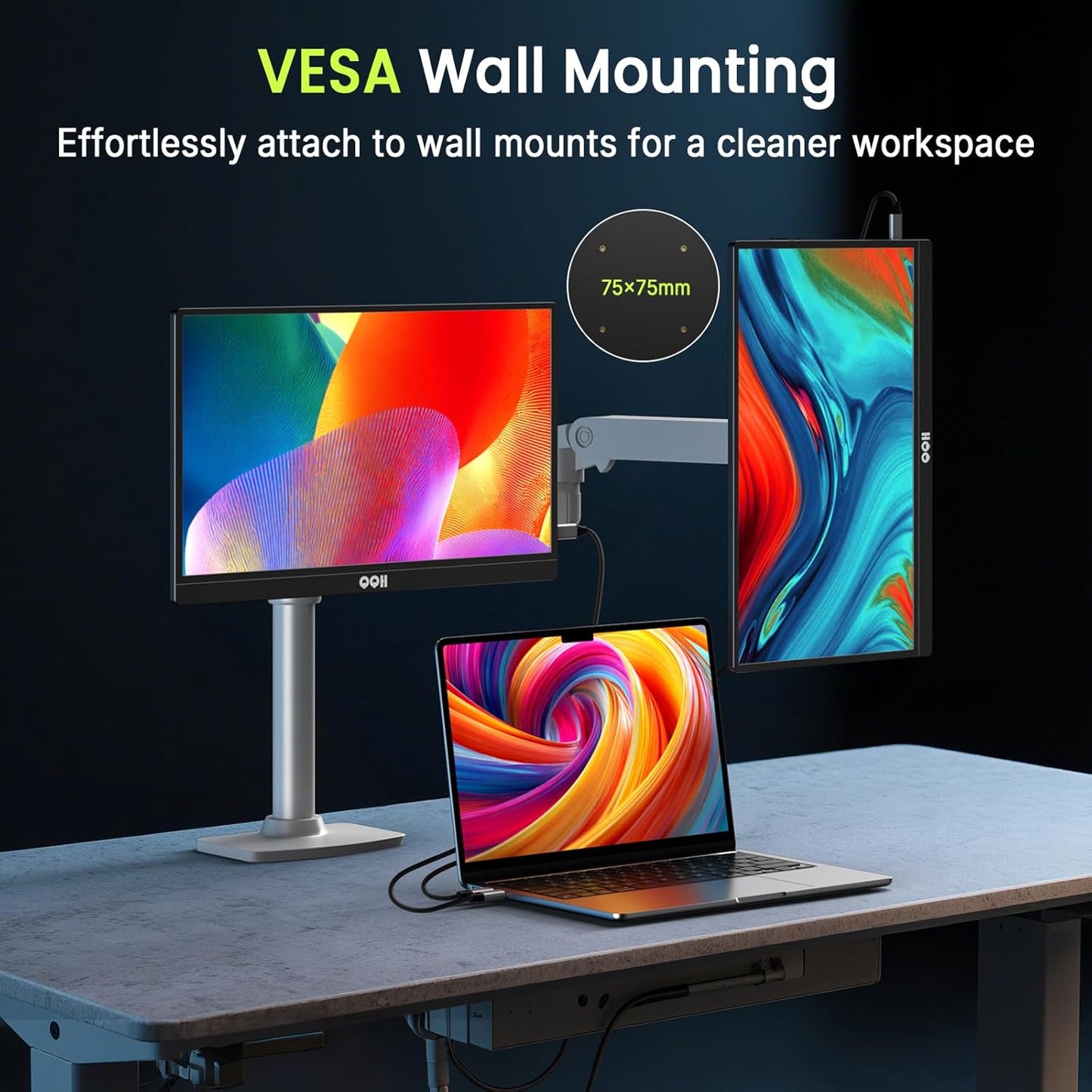 QQH 4K Portable Monitor, 15.6" IPS 3840x2160 UHD USB-C HDMI Travel Portable Monitor for Laptop, Ultra-Slim Alloy Gaming Monitor Second Display with w/Smart Cover for PC, Phone, PS5/4, Xbox, Switch