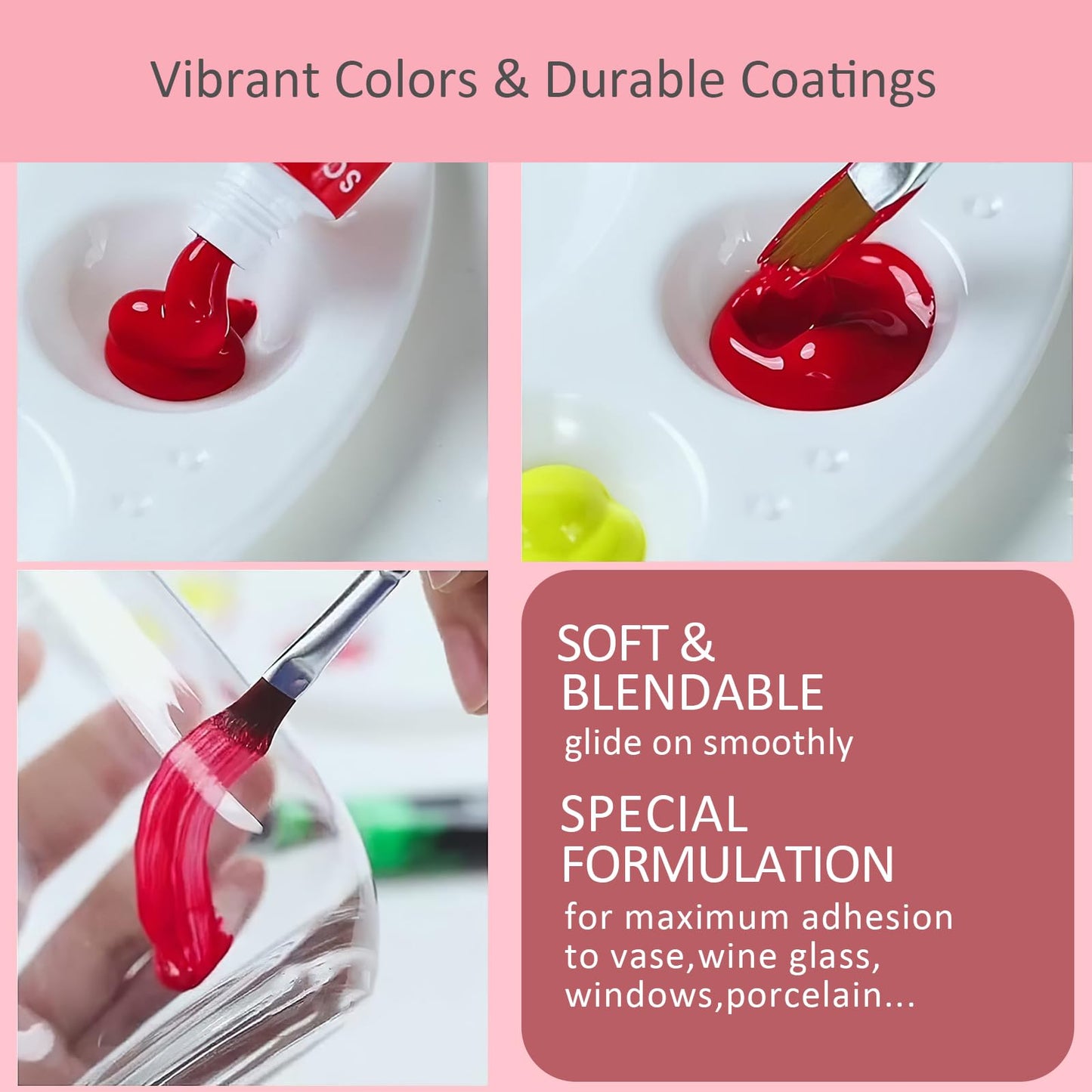 Colorful Stain Glass Paint Kit with 12 Colors, 3 Nylon Brushes, 1 Palette, Permanent Acrylic Enamel Painting Set to Create Translucent Arts on Transparent Wine Glasses, Enamel, Window and Glass