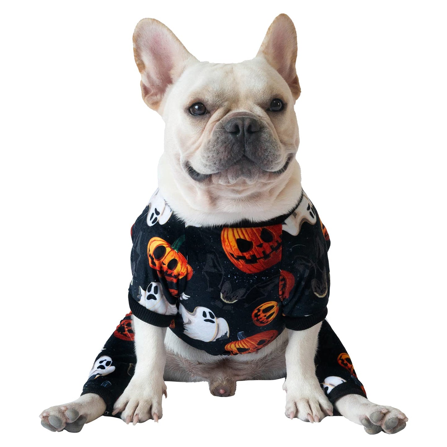 CuteBone Halloween Dog Pajamas Pet Clothes Cat Apparel Shirt Winter Holiday Cute Pjs Bodysuit for Doggie Onesies P166XS