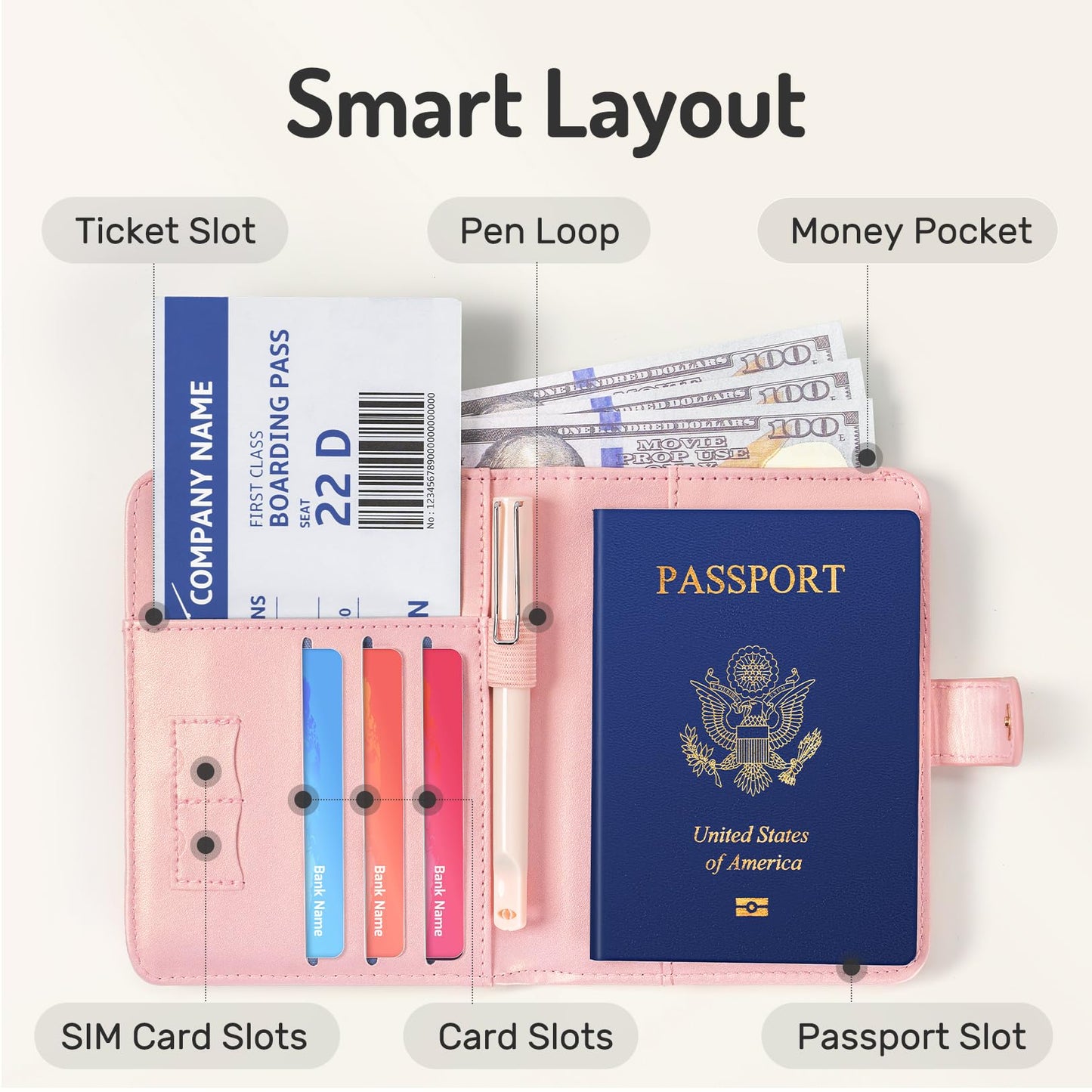 Forvencer Passport Holder Cover with Money Pocket, RFID Blocking Passport Wallet for Travel, Premium Travel Card Case, Waterproof Travel Accessories for Women, Black