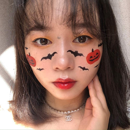 Halloween tattoo stickers cute cartoon pumpkin spider white ghost skull black 27pcs (9 models, 3 for each)