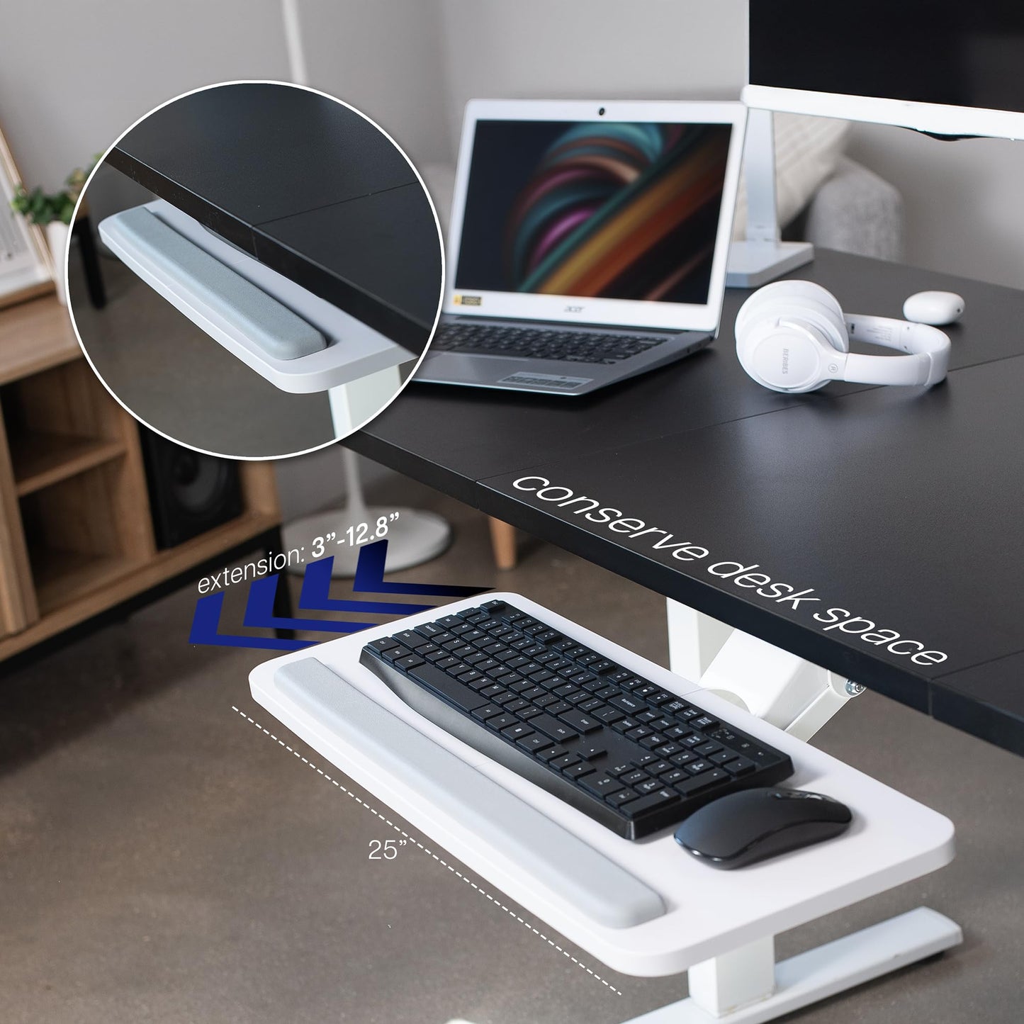 VIVO Adjustable Computer Keyboard & Mouse Platform Tray Ergonomic Under Table Desk Mount Drawer Underdesk Shelf (MOUNT-KB03B)