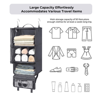 GRANNY SAYS Compression Packing Cubes, Foldable Hanging Travel Shelves with Mesh Window, Packing Cubes for Carry on Suitcase Organizer, Large Travel Organizer Bags, Grey