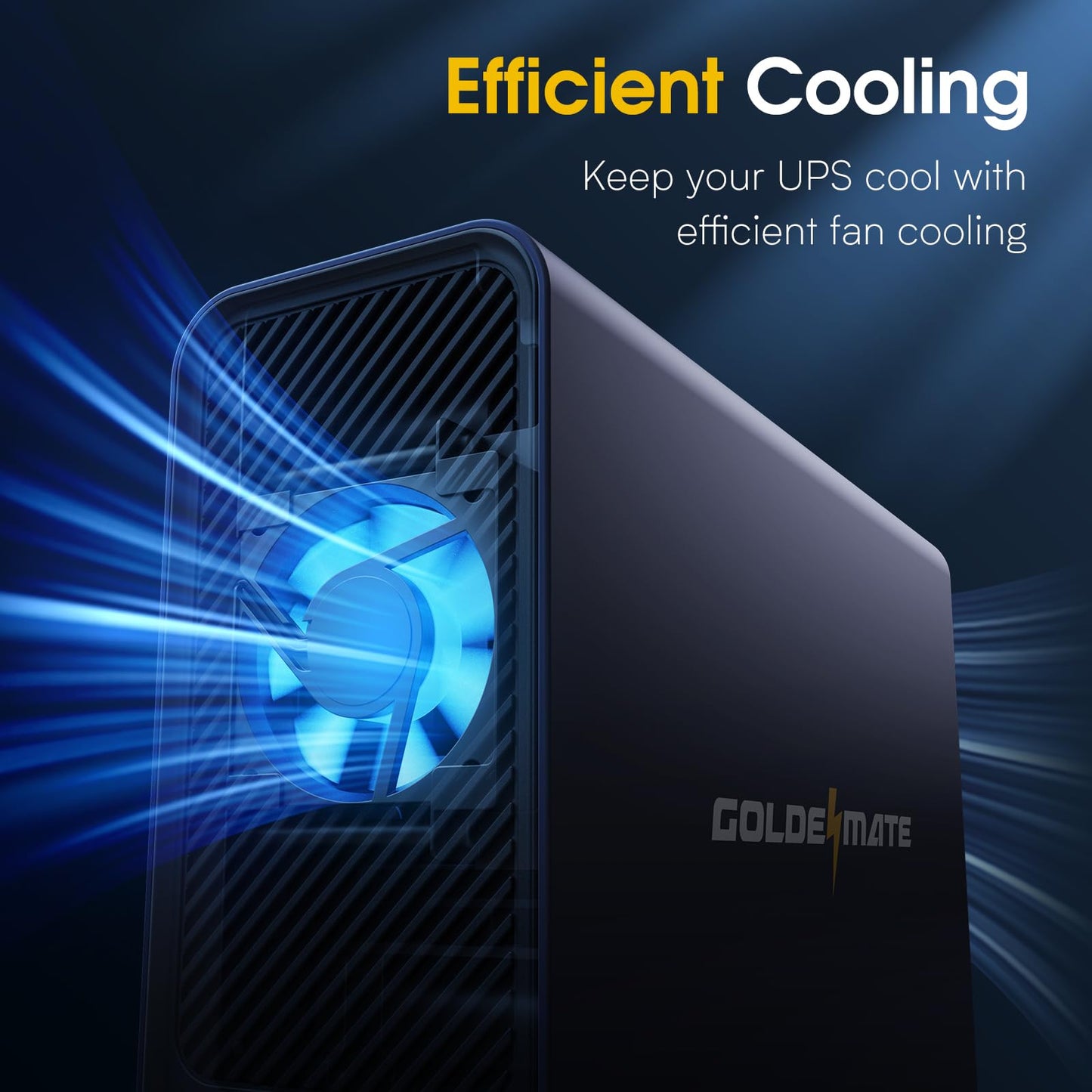 GOLDENMATE 1000VA/800W Lithium UPS Battery Backup & Surge Protector, Backup Battery Power Supply with LiFePO4 Batteries(230.4 Wh), Sinewave UPS System, 10 Years Lifespan, 8 Ports, LCD Display, Gray