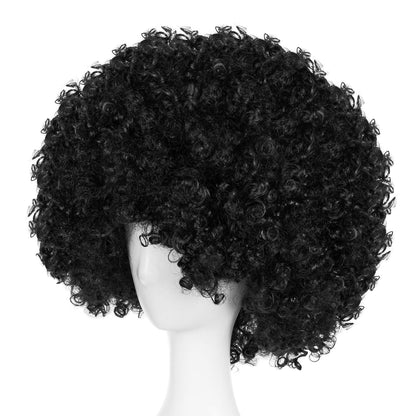 Joy Join Unisex Short Fluffy Afro Funny Wigs for Halloween,Holiday Party Clown Costume (Black)