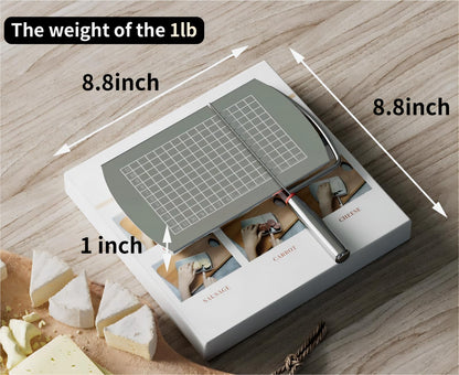 ISZW Multipurpose Cheese Slicer Cutter, Stainless Steel Cheese Cutter Board with Blade for Block Cheese, Effortless Slicing, Guillotine Sausage Ham Biltong Jerky Slicer