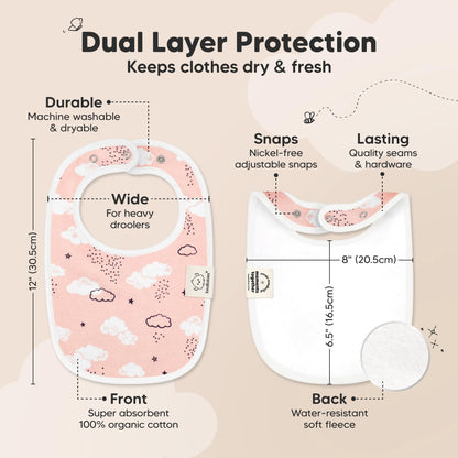 8-Pack Organic Baby Bibs for Boys, Girls - Soft Cotton Drooling and Teething Bibs for Baby Girl & Boy, Extra Absorbent, Easy To Clean & Put On for Toddler, Newborn, Infant 0-24 Months (Sweet Charm)