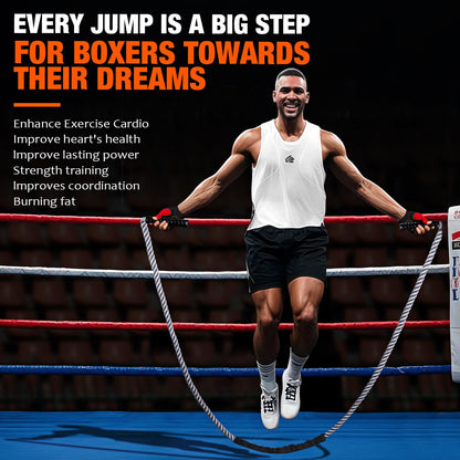 HOXWC Weighted Jump Rope, 2lb Heavy Duty Jump Rope for Fitness, Battle Rope for Fitness Training, Full Body Exercise at Home Gym for Men and Women, Strengthening Legs, Arms and Stabilizing Muscles