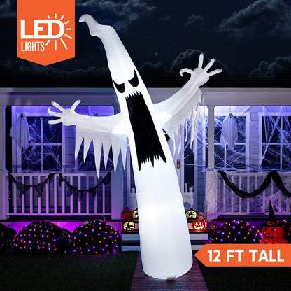 Joiedomi 12 FT Halloween Inflatables Outdoor Decorations, Scary Ghost Halloween Decor, Inflatable Ghost Blow Ups for Yard with LEDs for Outside Yard Decorations
