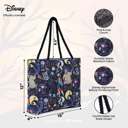 Disney Nightmare Before Christmas Tote Jack Skellington Sally Zero Print Bag