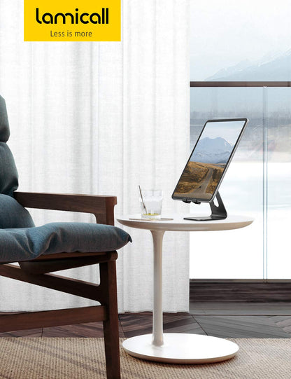 Lamicall Tablet Stand, Tablet Holder for Desk - Multi-Angle Adjustable Tablet Desktop Dock Cradle, Compatible with iPad Pro 11, 12.9, Air, Mini, Fire HD, Galaxy Tab, and Other 4-13" Tablets, Black