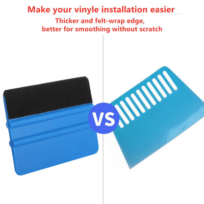 GISSVOGEEK Car Window Film Tinting Tools, Vinyl Wrap Kit, Precut/Auto Window Tint Tool Kit, Window Tint Installation Kit, Wallpaper Smoothing Tool with Felt Squeegee & Craft Knife (Blue)