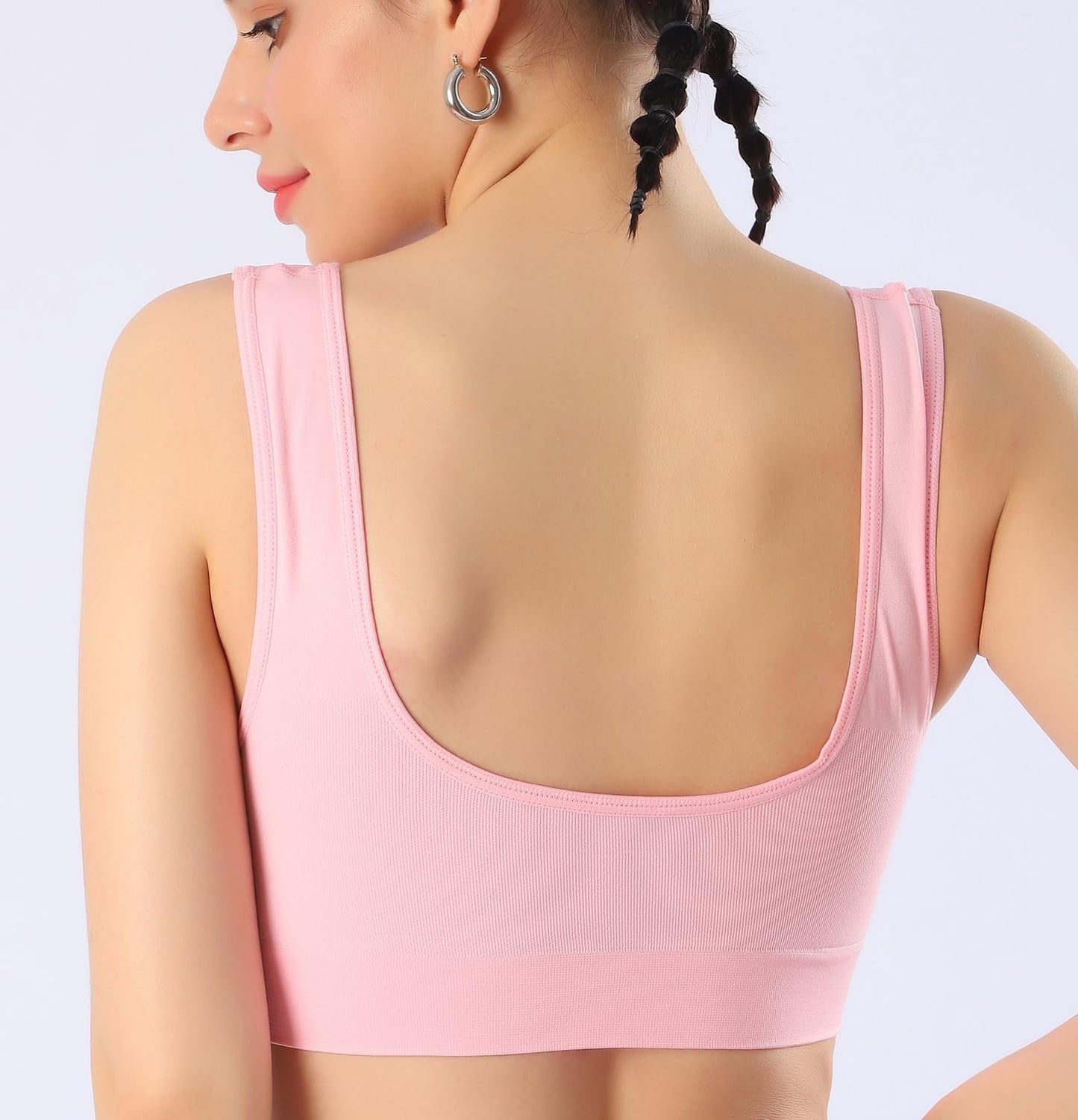 KINYAOYAO 3 Pack Women's Ultimate Comfy Medium Support Seamless Wireless Sports Bra with Removable Pads,Small