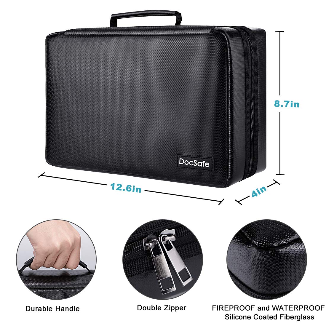 DocSafe Fireproof Battery Organizer Storage Box,Fireproof Waterproof Carrying Case Bag Holder,Safe Storage Holds 200+ Batteries AA AAA C D 9V, with Battery Tester BT-168 (Not Includes Batteries)