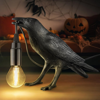 Crow Lamp, Raven Table Lamp with Bulb, Bird Desk Lamps, Gothic Home Decor Crow Light, Raven Lamp for Bedside Bedroom Living Room Decor