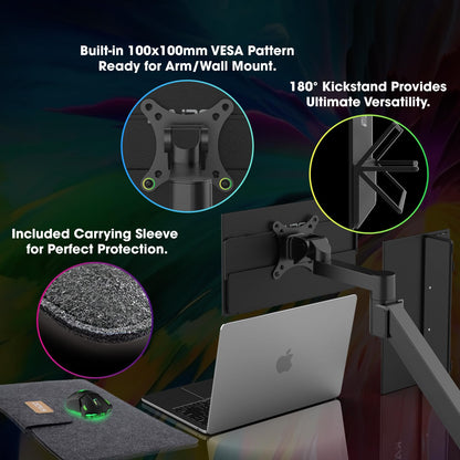 Kado Portable Monitor 15.6-Inch FHD 1080p, USB-C mini-HDMI Gaming Monitor IPS Display Built-in Speakers, External Display 180° Kickstand Wall/Arm Mount for Laptop PC Phone Mac Xbox PS4/PS5 Switch