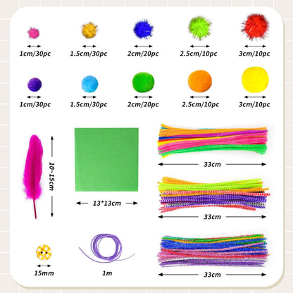 1405 Pcs Art and Craft Supplies for Kids, Toddler DIY Craft Art Supply Set Included Pipe Cleaners, Pom Poms, Feather, Folding Storage Box - All in One for Craft DIY Art Supplies, Rose Red