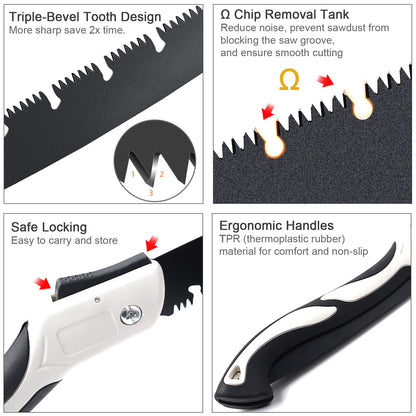 Hand Saw for Tree, 12 inch Folding Saw,Pruning Saws with High-Manganese Steel Teeth for Smooth and Precise Cuts. Handsaws for Camping, Gardening, Carpentry Camping Saw Portable.