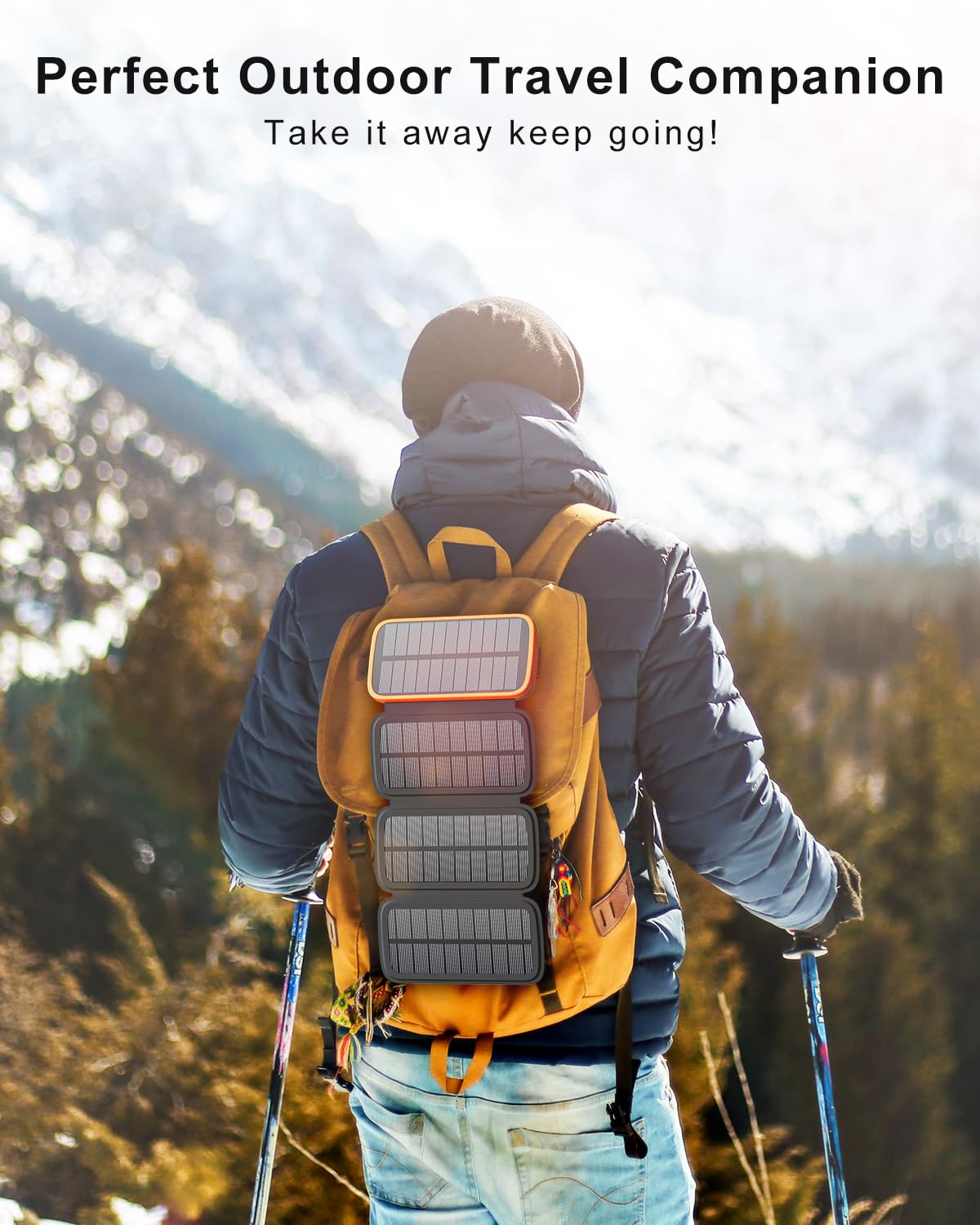 CONXWAN Solar Charger Power Bank – 27000mAh USB C Solar Phone Charger with 3 USB Outputs with 4 Foldable Solar Panels Battery Pack Charger Compatible with Most Smart Phone