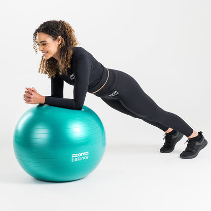 Core Balance Exercise Ball for Workouts, Anti-Burst and Slip Resistant, Swiss Yoga Ball for Pregnancy, Stability, Fitness and Physical Therapy, 4 Sizes, with Pump (25" / 65cm Teal)