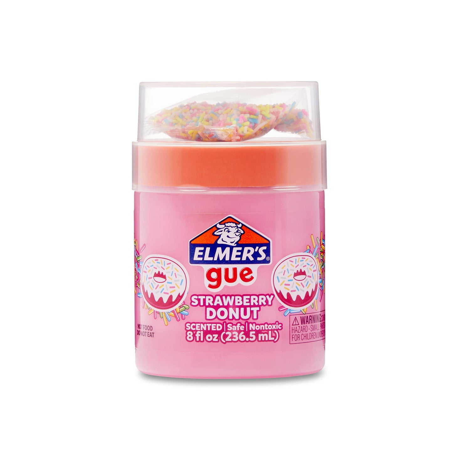 Elmer’s Gue Premade Slime Strawberry Donut Fluffy Slime Scented Includes Rainbow Sprinkle Add-Ins 2 Count