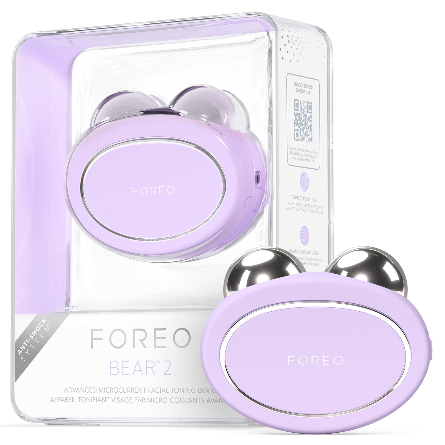 FOREO Bear 2 Advanced Toning Microcurrent Facial Device - Face Sculpting Tool - Firm & Contour - Non-Invasive - Increases Skin Care Absorption - Lavender